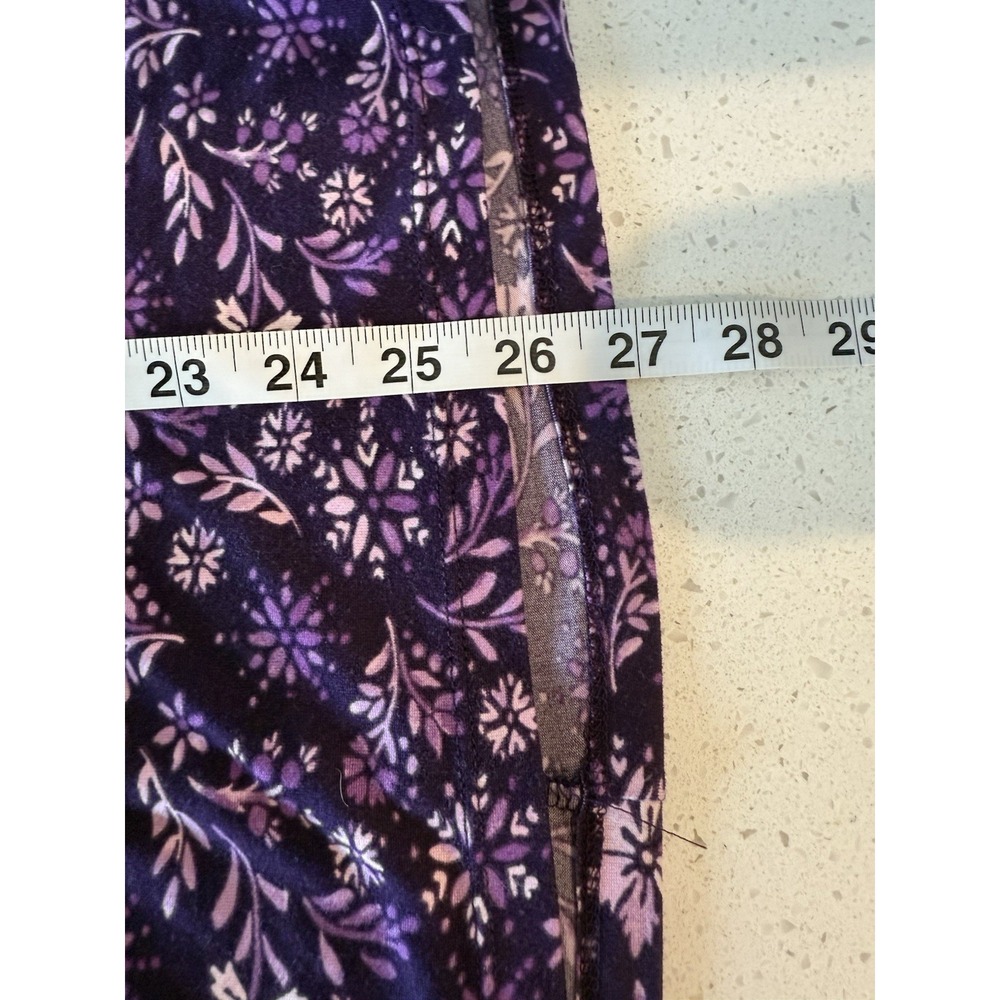 Dreams & Co Pajama Set Purple Floral Lace Capped Sleeves Size M 14-16 - Picture 4 of 11